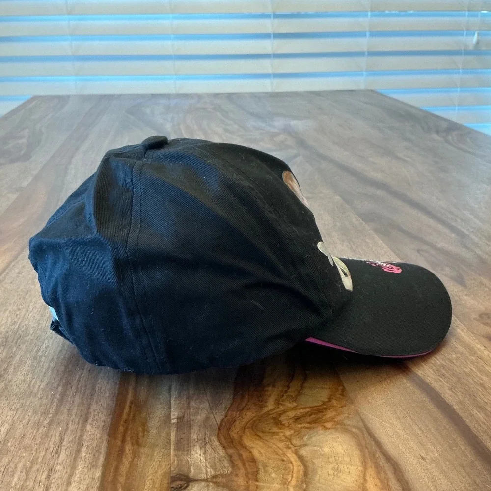 Disney Hannah Montana Miley Cyrus Y2K Black Rhinestone Hat Cap Roses Girls